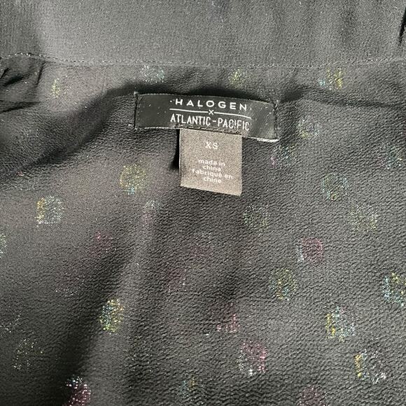 Halogen x Atlantic-Pacific XS Set High Neck Blouse Midi Skirt Multicolor Dot - Picture 12 of 16